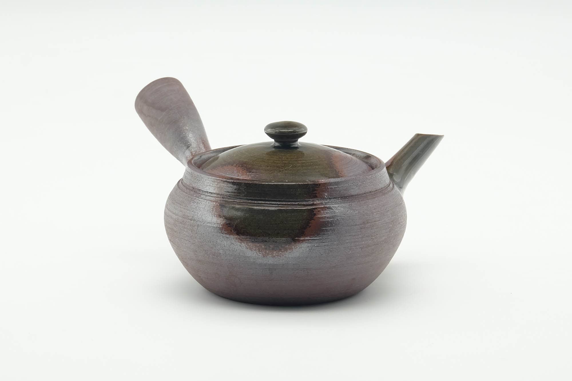 Japanese Kyusu - Ash Green Glazed Purple Banko-yaki Mesh Filter Teapot - 200ml