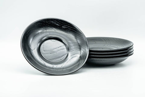 Japanese Chataku - Set of 5 Thin Black Wooden Tea Coasters - Tezumi