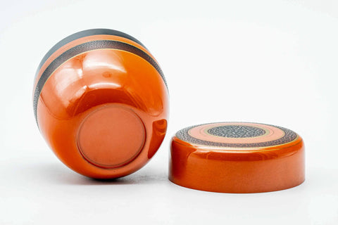 Japanese Natsume - Gold Striped Red Lacquer Matcha Tea Caddy - 110ml