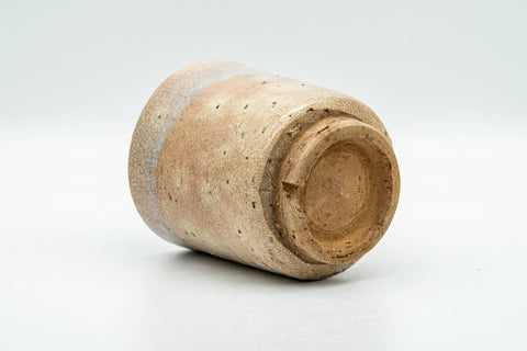 Tezumi — Japanese Teacup - Beige Drip-Glazed Gohonte Weathered Hagi-yaki Yunomi - 170ml — top-down view of the interior
