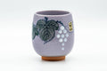 Japanese Teacup - Grapevine Purple Celadon Glazed Large Yunomi - 250ml - front view showing the white grapevine design