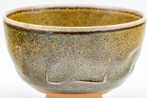 Japanese Matcha Bowl - Black and Yellow Speckled Wan-nari Chawan - 300ml