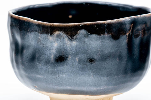 Japanese Matcha Bowl - 加藤敏雄 Toshio Kato - Handbuilt Mura-Tenmoku Glazed Kyo-yaki Chawan - 300ml