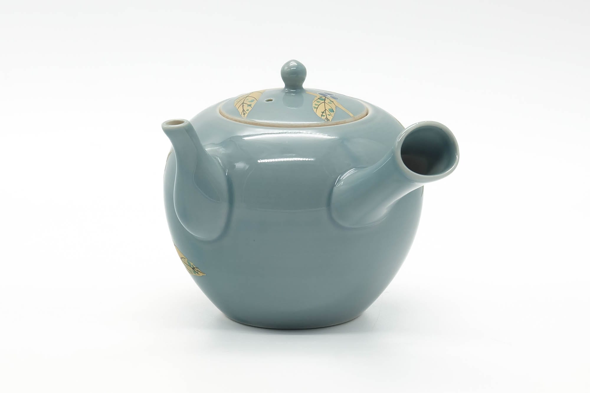 Japanese Kyusu - Blue Floral Hand-Painted Kutani Teapot - 500ml