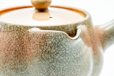 Japanese Kyusu - 天鵬山 Tsubaki Kiln - Beige Weathered Hagi-yaki Ceramic Filter Teapot - 300ml
