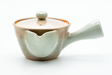 Japanese Kyusu - Beige White Glazed Hagi-yaki Ceramic Filter Teapot - 220ml