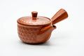 Japanese Kyusu - Scaled Tokoname-yaki Mesh Teapot - 240ml - three-quarter front view of the scaled body with the side handle
