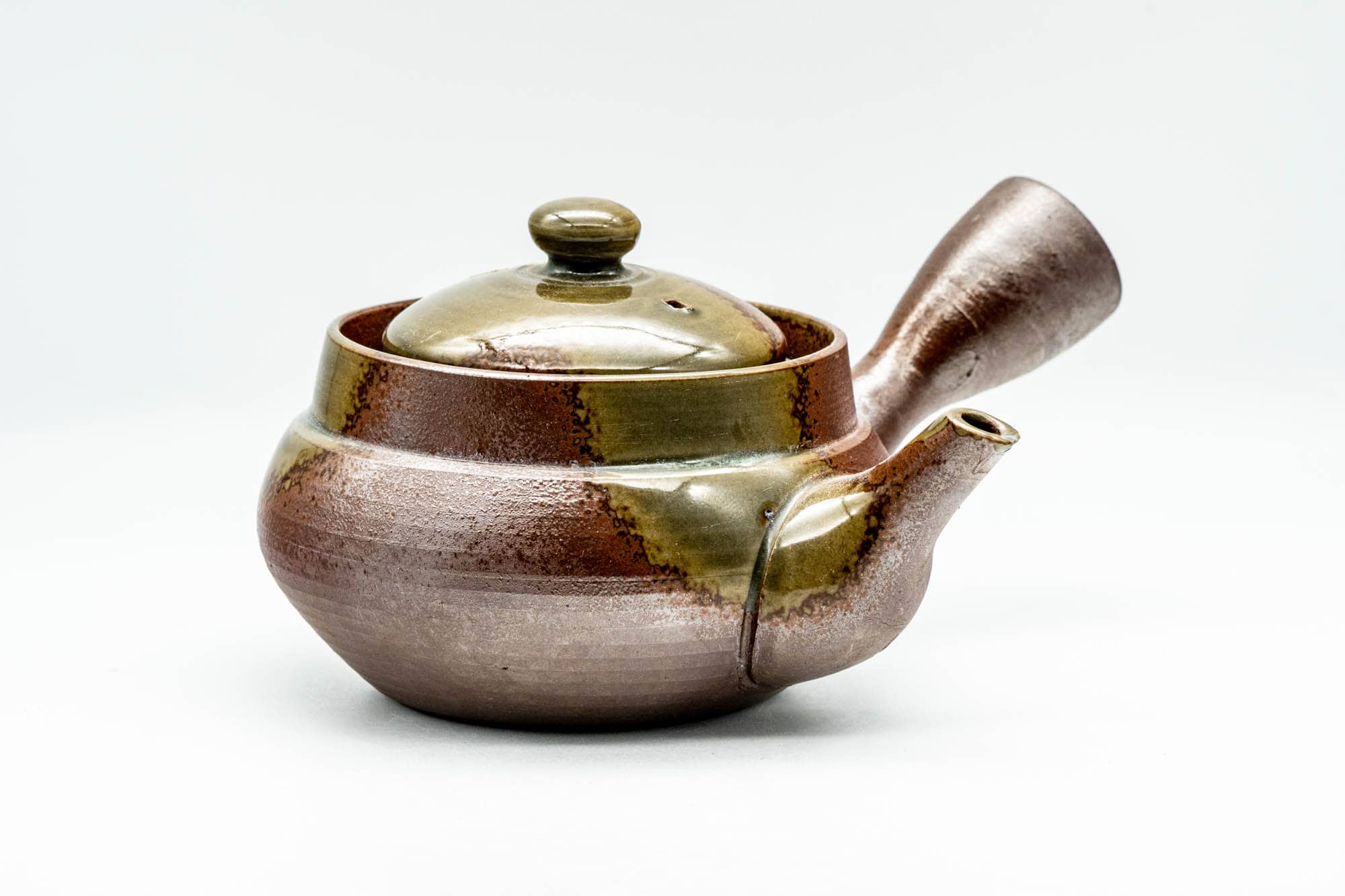 Japanese Kyusu - Ash Green Glazed Banko-yaki Mesh Teapot - 275ml