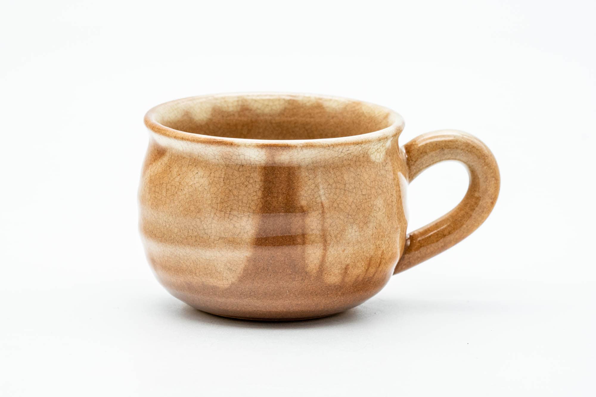 Japanese Teacup Set - Beige Drip-Glazed Hagi-yaki Ushirode Yunomi with Coaster - 150ml