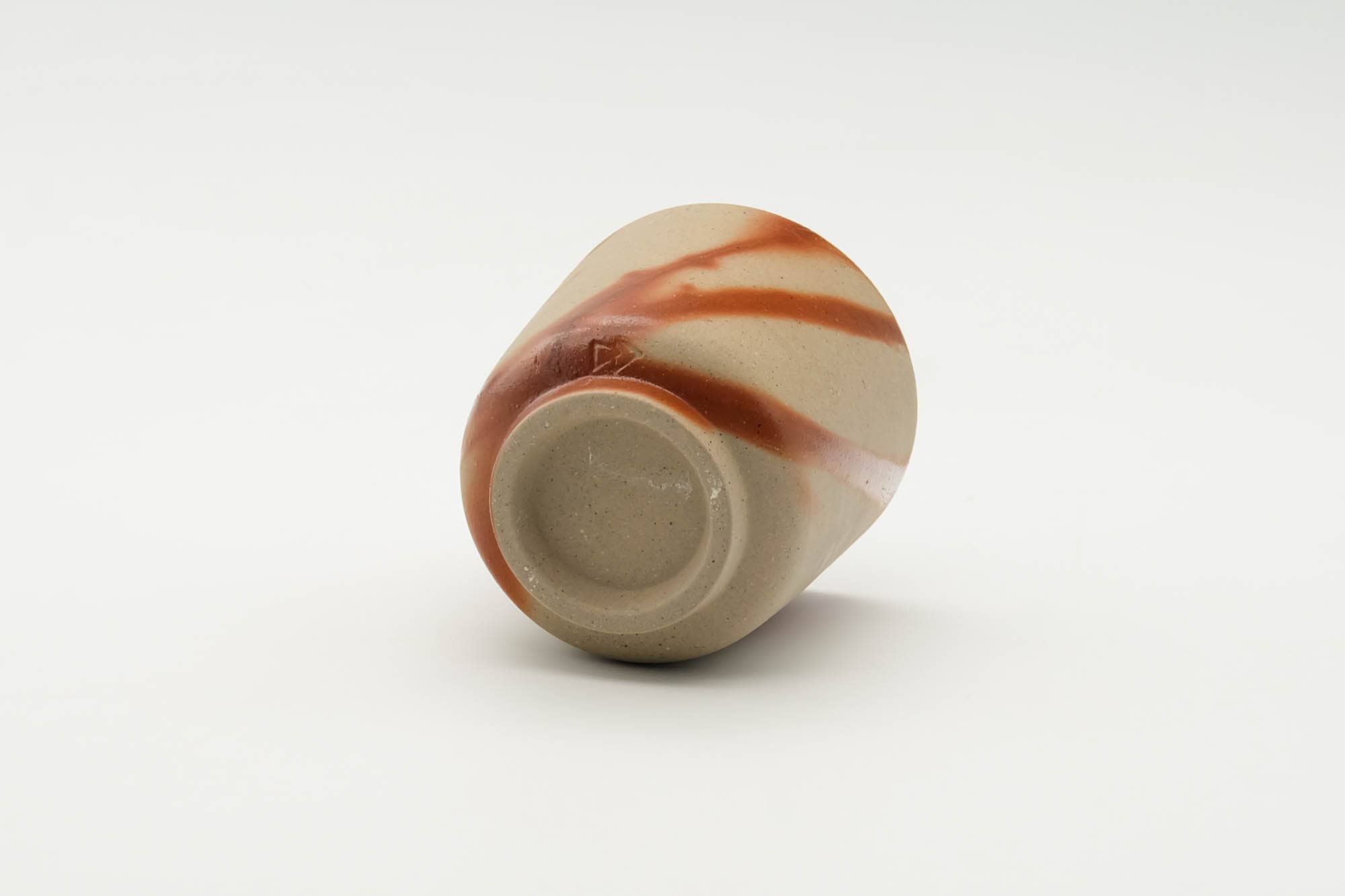 Japanese Teacup - Beige Orange Hidasuki Rice Straw Bizen-yaki Yunomi - 90ml