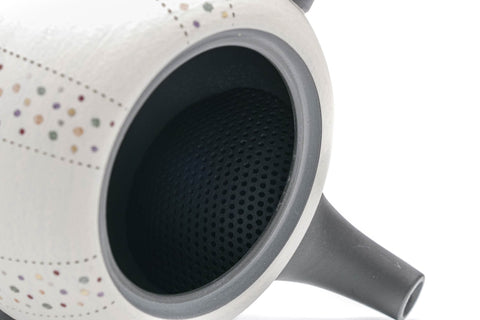 Black White Pearlescent Dots Tokoname Teapot - 300ml