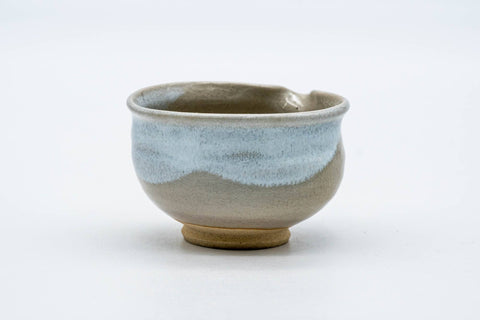 Tezumi — Japanese Katakuchi - Beige White Glazed Hagi-yaki Yuzamashi Water Cooler - 100ml — top-down view of the interior