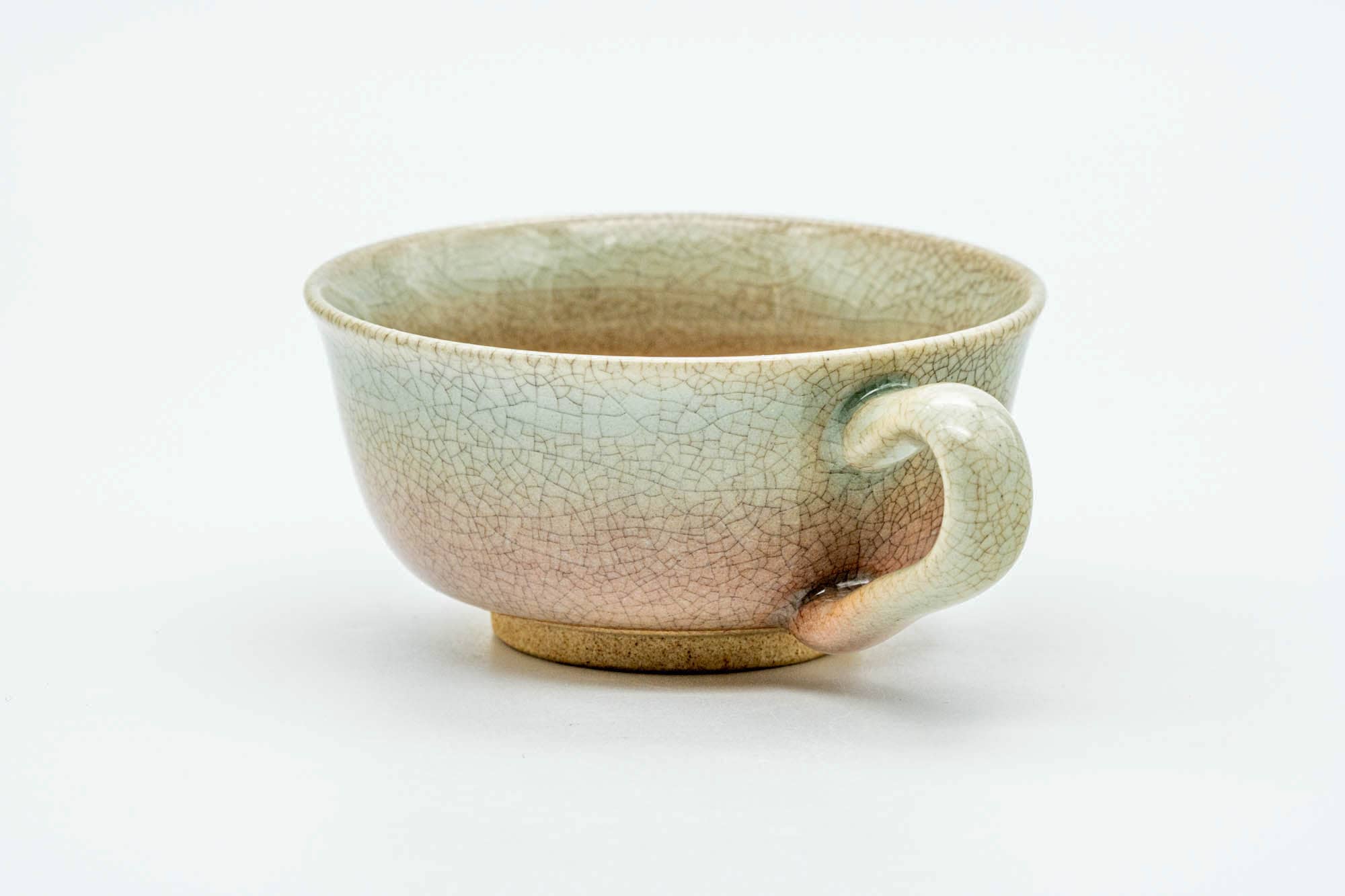 Japanese Teacup - 天鵬山 Tsubaki Kiln - Beige Weathered Hagi-yaki Ushirode Yunomi - 110ml