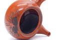 Tezumi — Japanese Kyusu - Engraved Floral Red Shudei Tokoname Mesh Teapot - 320ml — side profile showing the spout and handle