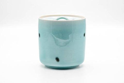 Tezumi — Japanese Mizusashi - Spotted Teal Porcelain Fresh Water Container - 1200ml — front view from another angle
