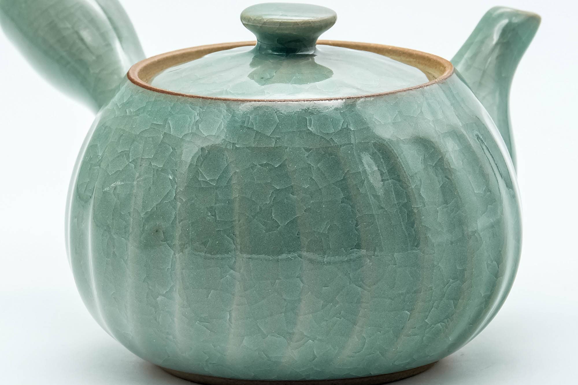 Japanese Tea Set - Green Celadon Glazed Kyusu Teapot with 5 Yunomi Teacups