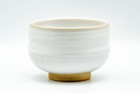 Japanese Teacup - 赤膚山 Akiyama Kiln - Milky White Glazed Thumb-Indented Yunomi - 180ml