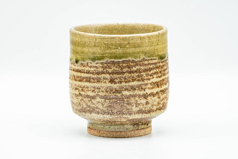 Japanese Teacup - Brown Textured Green Drip-Glazed Yunomi - 170ml