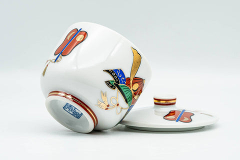 Japanese Teacup - Small Colourful Geometric Arita-yaki Lidded Yunomi - 60ml