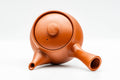 Japanese Kyusu - Bamboo Engraved Red Shudei Tokoname-yaki Ceramic Filter Teapot - 315ml - overhead view of the lid