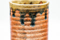 Japanese Teacup - Red Brown Drip-Glazed Spiraling Yunomi - 120ml - close-up of spiraling drip-glaze texture