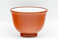 Japanese Teacups - Pair of White Inner-Glazed Tokoname-yaki Guinomi - 55ml - single cup at a three-quarter angle showing the white-glazed rim and interior