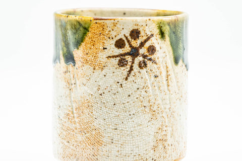 Japanese Teacup - Floral Green Glazed Oribe-yaki Yunomi - 145ml