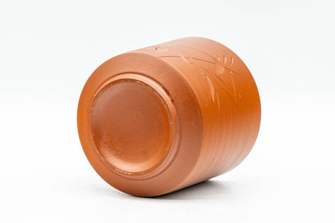 Japanese Teacup - Engraved Spiraling Red Shudei Tokoname-yaki Yunomi - 110ml