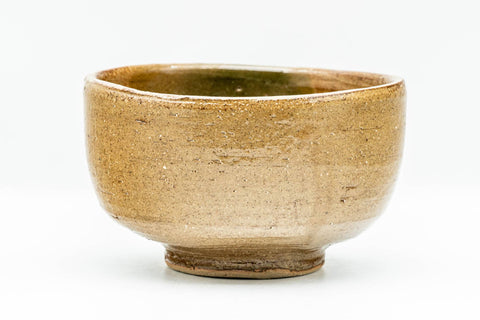 Japanese Matcha Bowl - Brown White Semi-Sphere Glazed Hantsutsu-gata Chawan - 350ml