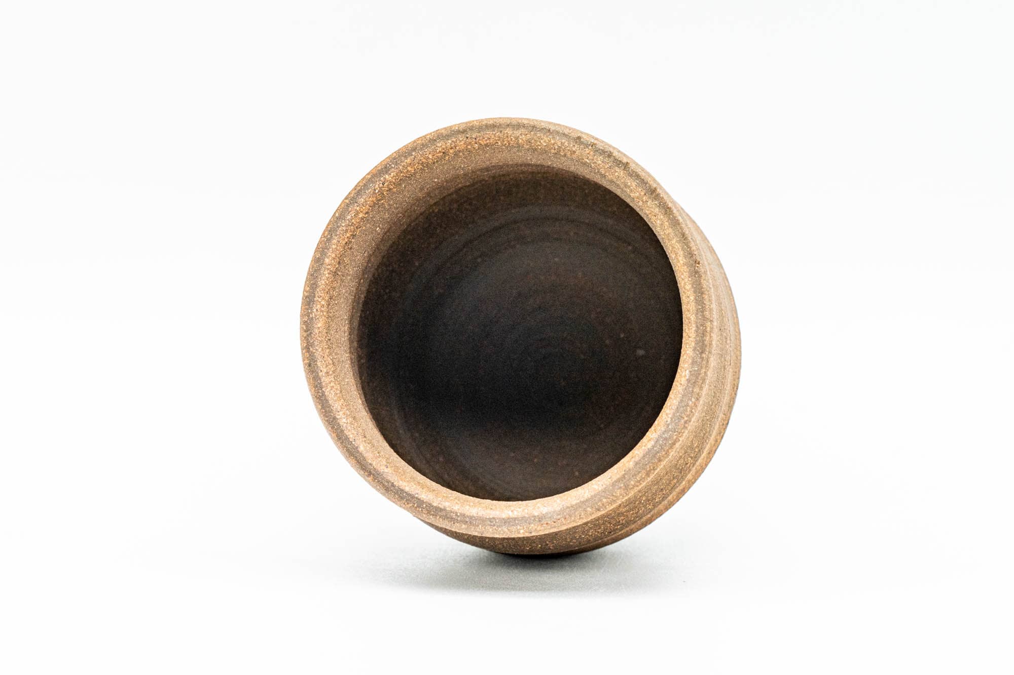 Japanese Teacup - Brown Spiraling Bizen-yaki Guinomi - 40ml