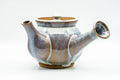 Japanese Kyusu - Large Blue Hare's Fur Glazed Debeso Teapot - 550ml - side view with the spout to the left
