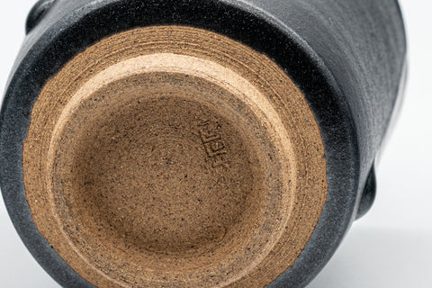 Japanese Teacup - Matte Black Drip Glazed Tsutsu-gata Yunomi - 155ml