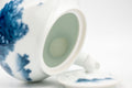 Japanese Tea Set - Hataman Toen Arita-yaki Porcelain Debeso Kyusu with 3 Wan-nari Yunomi - 420ml - teapot with the lid removed showing the ceramic debeso filter inside