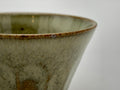 Japanese Teacup - Milky Sage Drip-Glazed Yunomi - 110ml - closeup of the rim and interior showing the milky sage green drip-glaze
