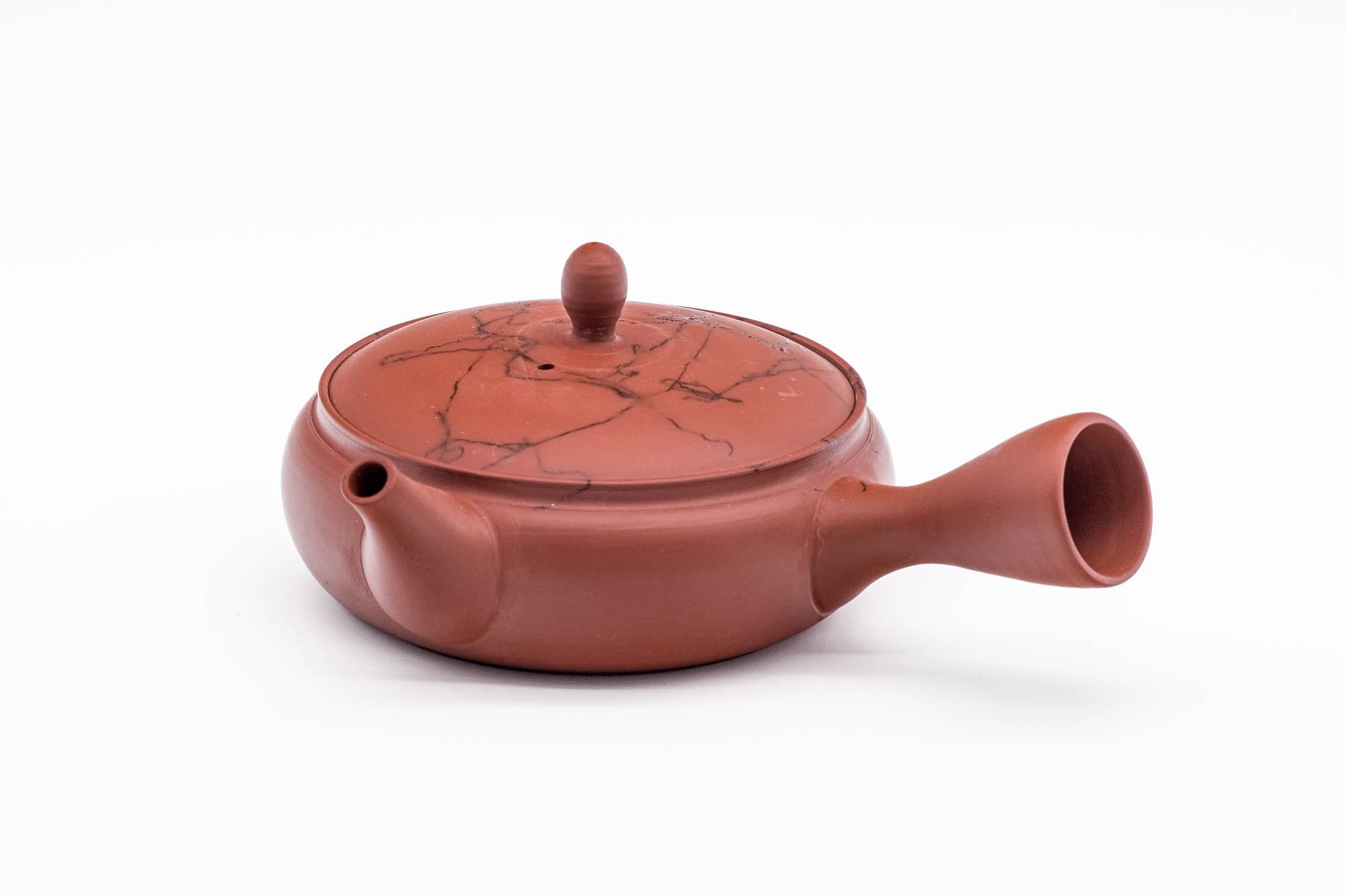 Japanese Kyusu - 玉光 Gyokko Kiln - Mogake Seaweed Red Tokoname-yaki Flat Teapot - 200ml