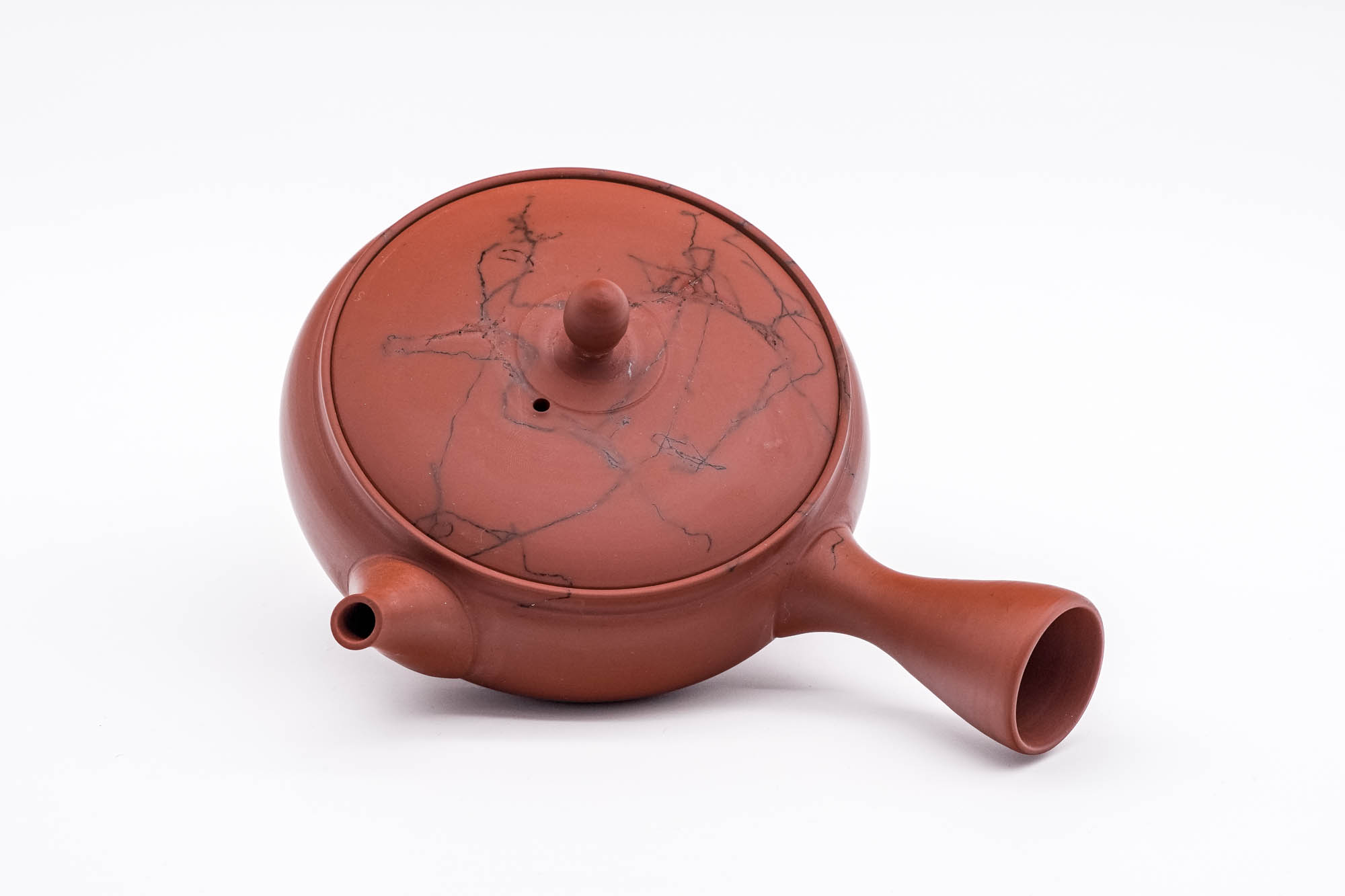 Japanese Kyusu - 玉光 Gyokko Kiln - Mogake Seaweed Red Tokoname-yaki Flat Teapot - 200ml