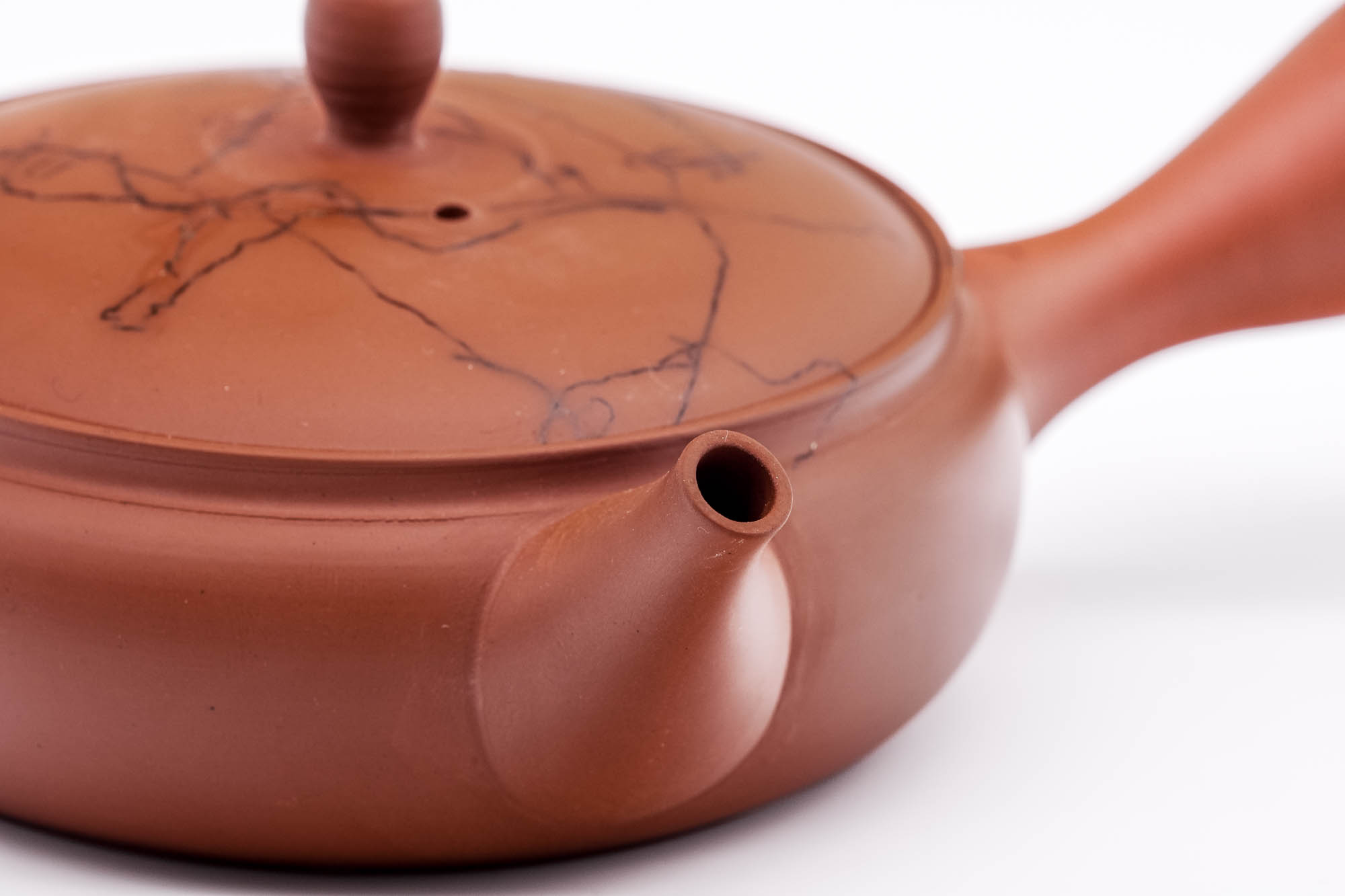 Japanese Kyusu - 玉光 Gyokko Kiln - Mogake Seaweed Red Tokoname-yaki Flat Teapot - 200ml