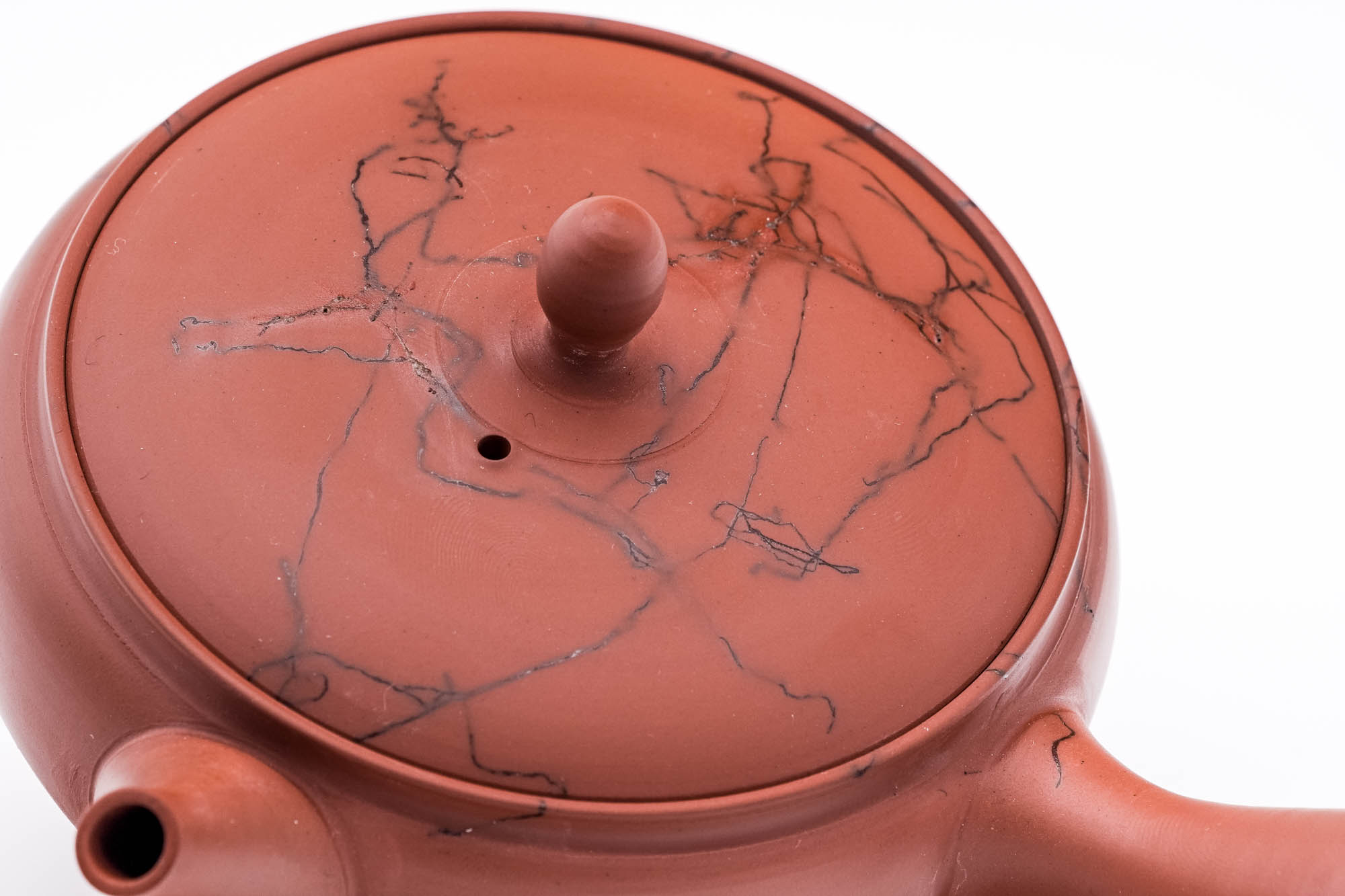 Japanese Kyusu - 玉光 Gyokko Kiln - Mogake Seaweed Red Tokoname-yaki Flat Teapot - 200ml