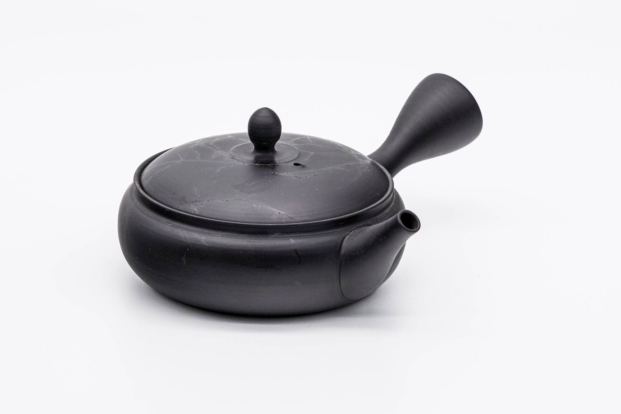 Japanese Kyusu - 玉光 Gyokko Kiln - Mogake Seaweed Black Tokoname-yaki Flat Teapot - 200ml