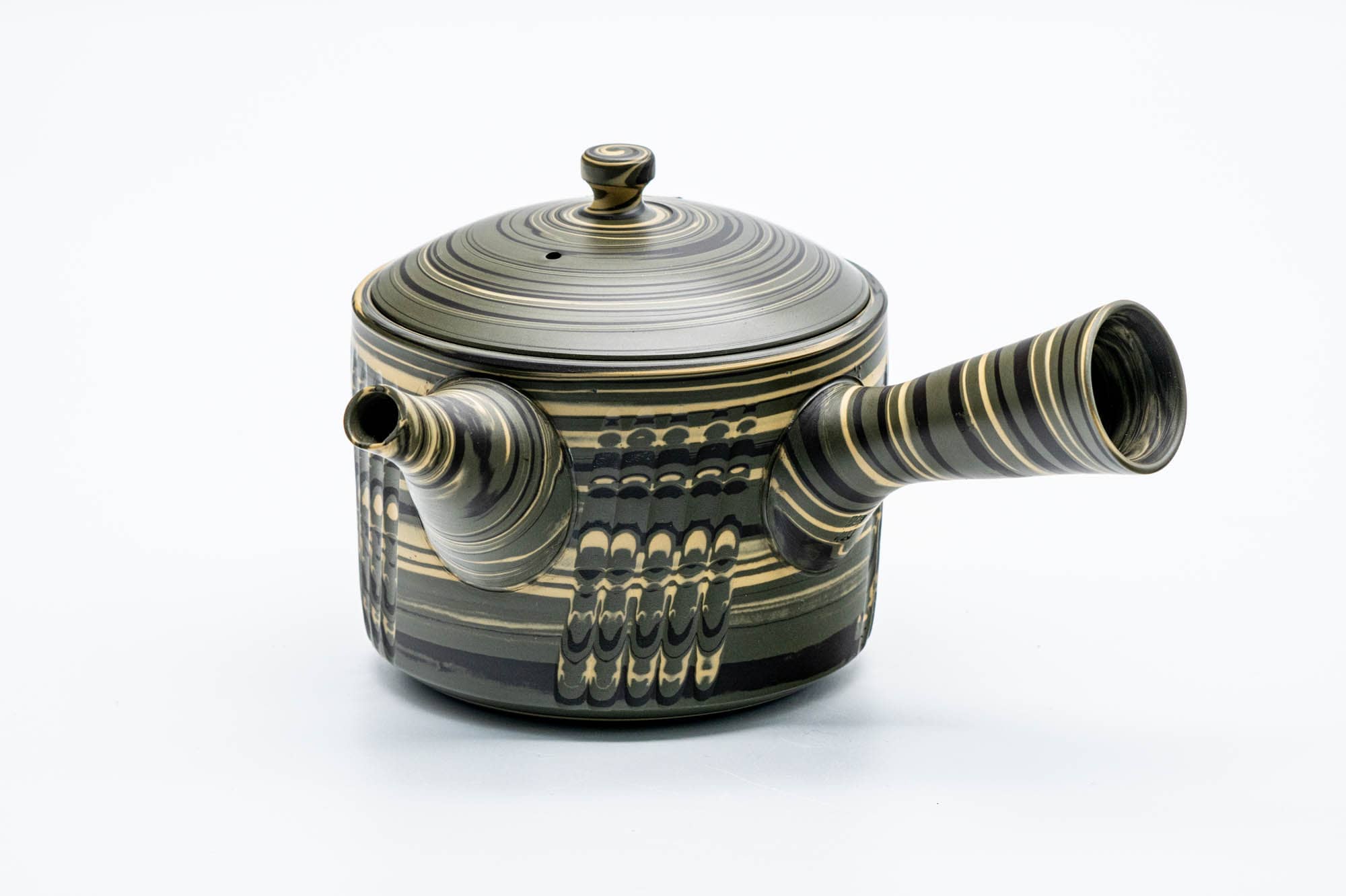 Japanese Tea Set - 陶仙窯 Tosen Kiln - Nerikomi Tokoname-yaki Teapot with 5 Porcelain Teacups