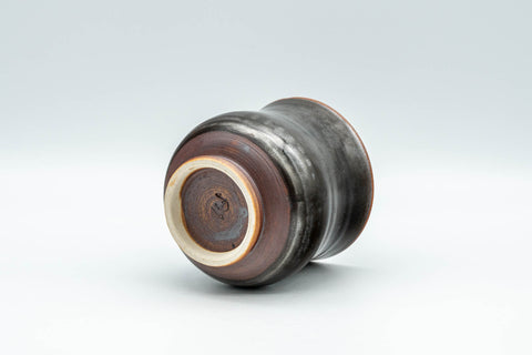 Japanese Teacup - Metallic Grey Yunomi with Crazed Cerulean Interior - 150ml