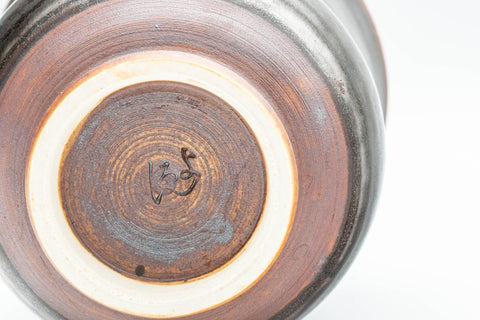 Japanese Teacup - Metallic Grey Yunomi with Crazed Cerulean Interior - 150ml