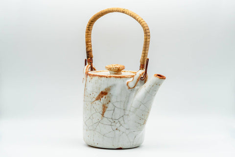 Japanese Dobin - Orange White Shino Glazed Top-handled Debeso Teapot - 600ml - Tezumi