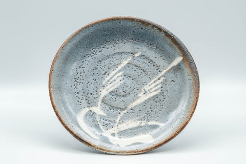 Japanese Teacup - Bamboo Suana Shino Glazed Tsutsu-gata Yunomi with Coaster - top-down closeup of the cup's interior