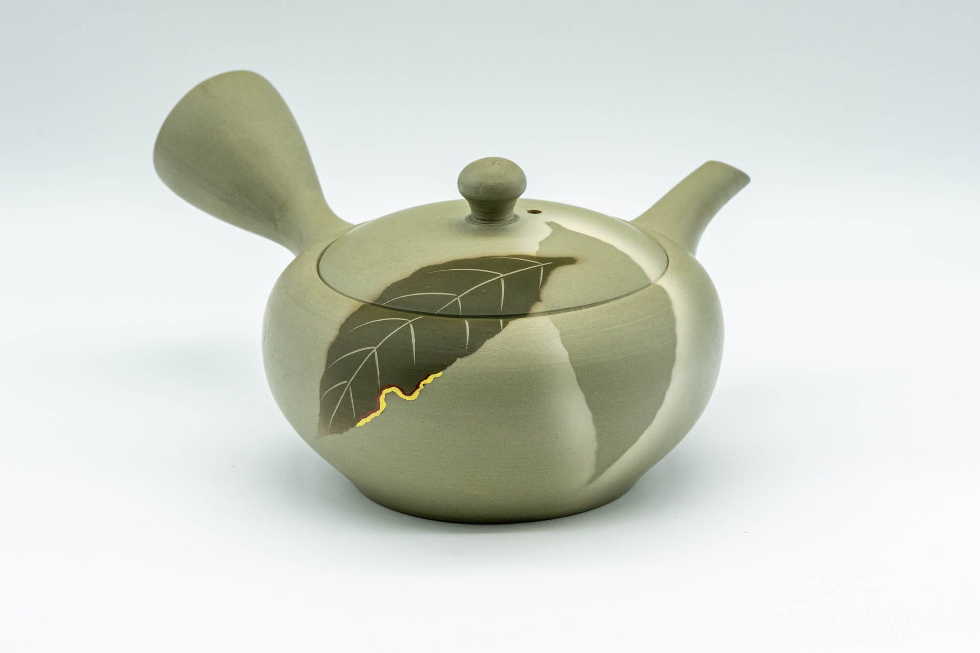 Japanese Kyusu - Green Tea Leaves Tokoname-yaki Obi-ami 360 Filter Teapot - 250ml