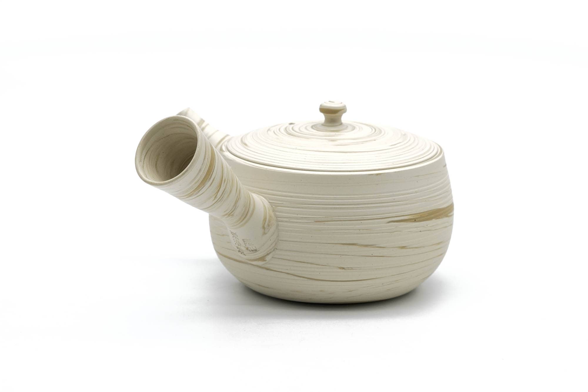 Japanese Tea Set - 陶仙窯 Tosen Kiln - Yellow Nerikomi Tokoname-yaki Teapot with 5 Porcelain Teacups