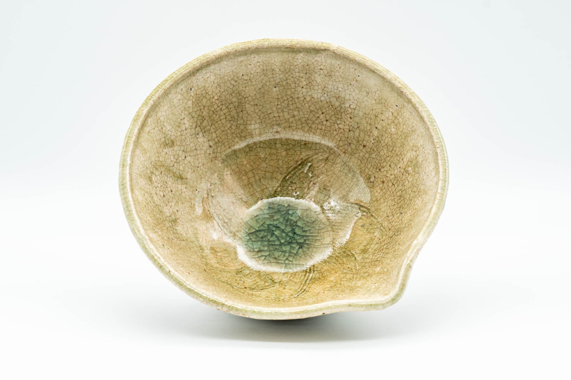 Japanese Katakuchi - Beige and Green Drip-Glazed Tea Pouring Bowl - 250ml - Tezumi
