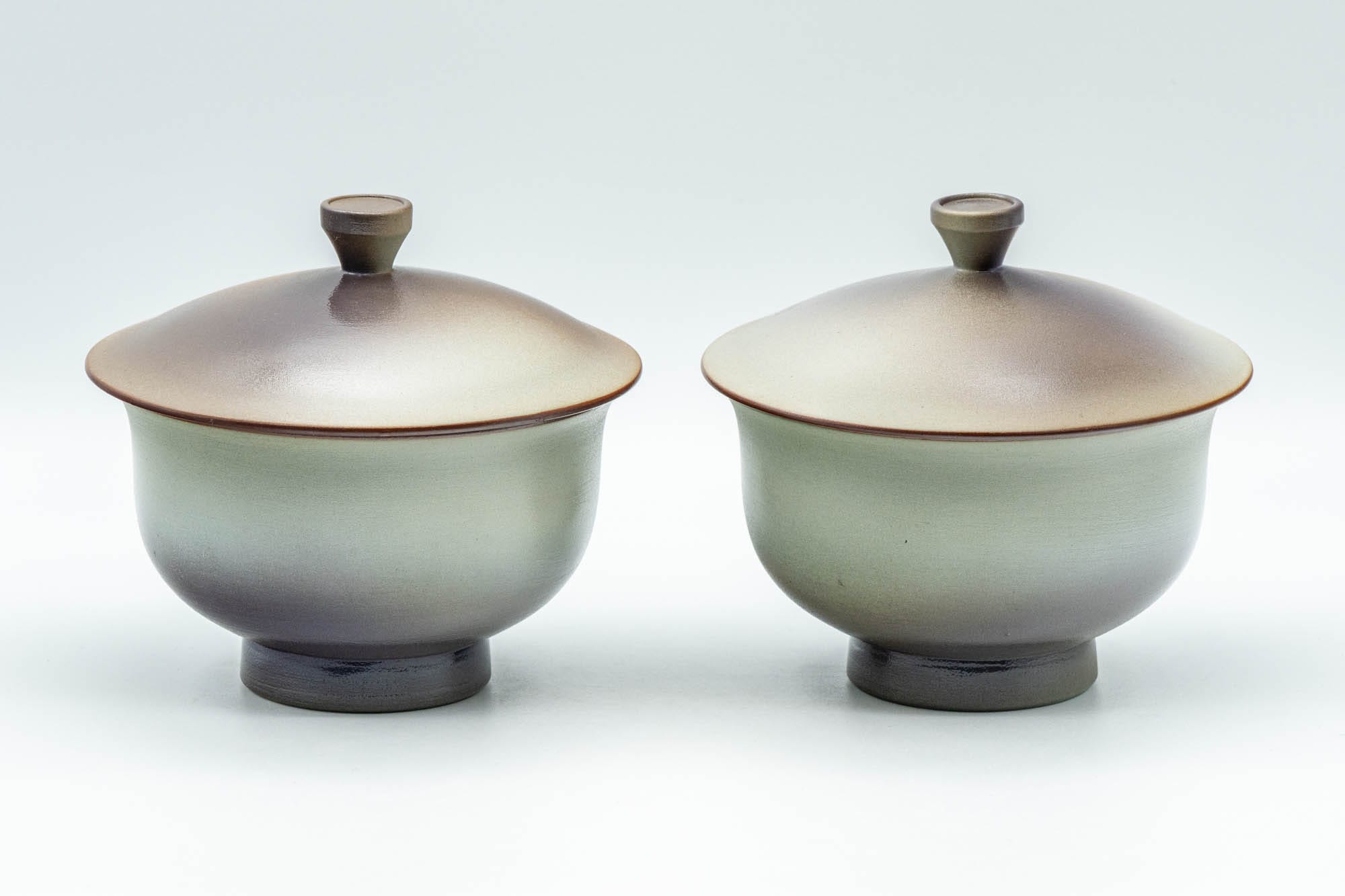 Japanese Tea Set - Green Arita-yaki Debeso Dobin Teapot with 2 Lidded Yunomi Teacups