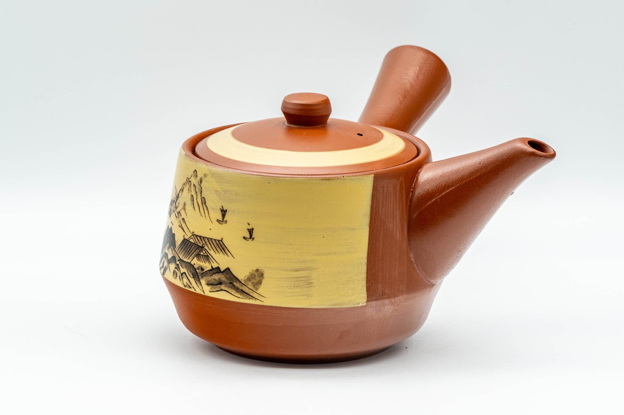 Japanese Tea Set - Mountainous Tokoname-yaki Debeso Kyusu Teapot with 5 Yunomi Teacups