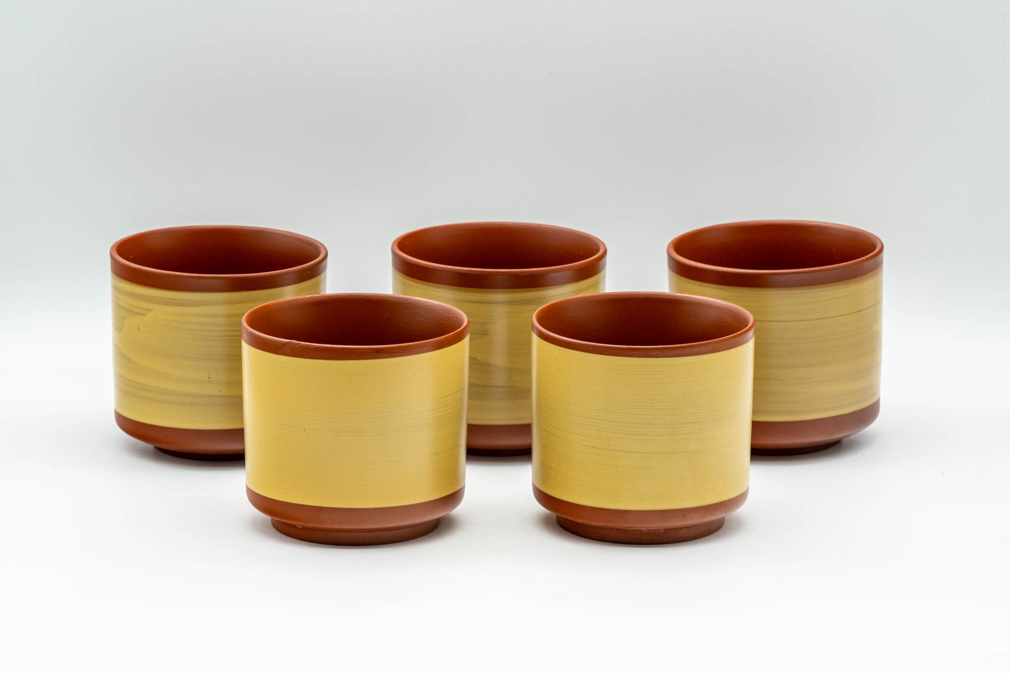 Japanese Tea Set - Mountainous Tokoname-yaki Debeso Kyusu Teapot with 5 Yunomi Teacups